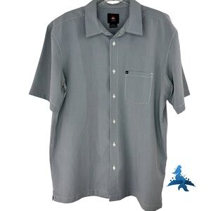 1257 Quiksilver Short Sleeve Button Up – Large – Dark Blue/White